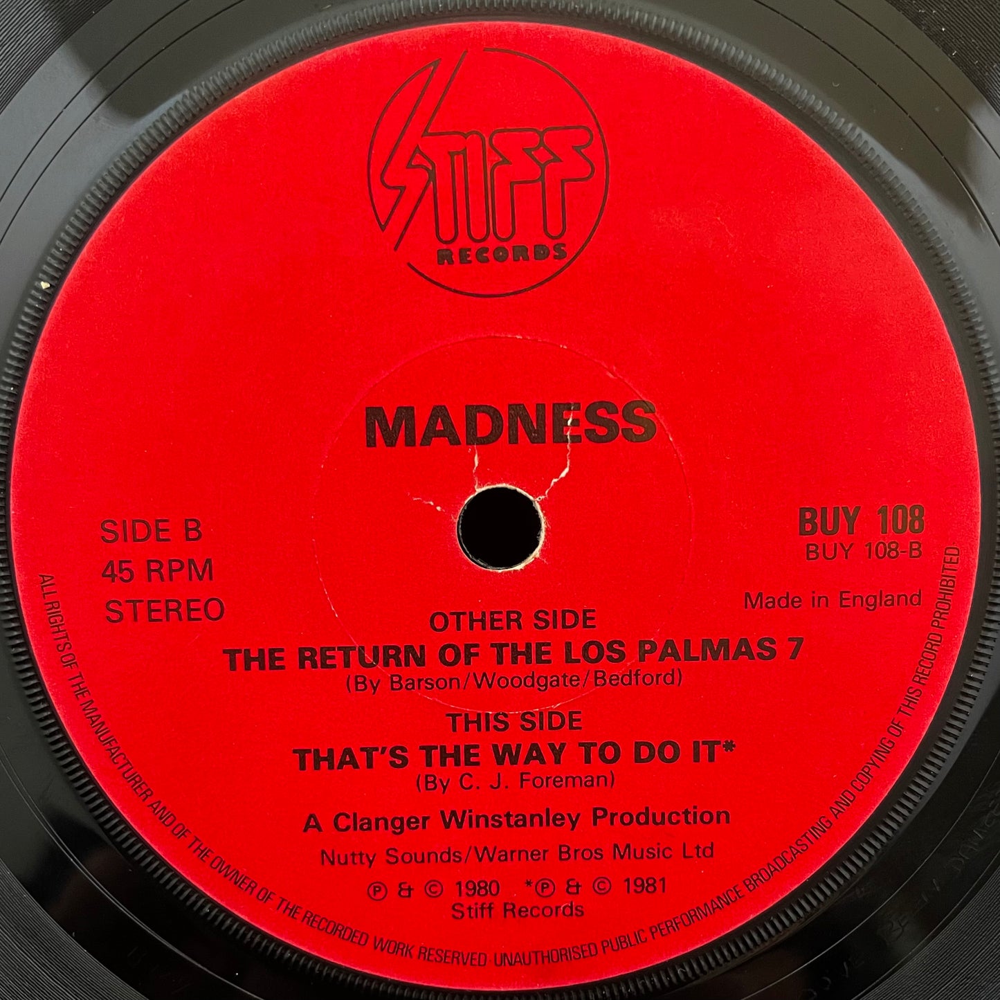 Madness – The Return Of The Los Palmas 7 – USED Vinyl 7" Single