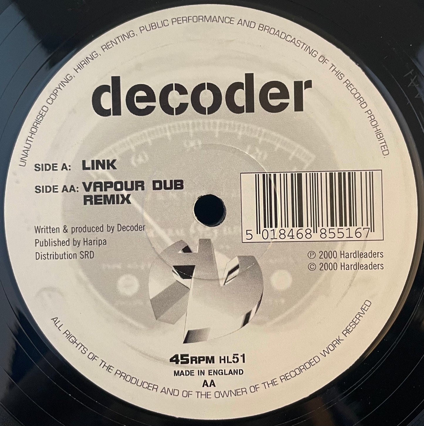 Decoder – Link / Vapour Dub (Remix) – USED Vinyl 12" Single