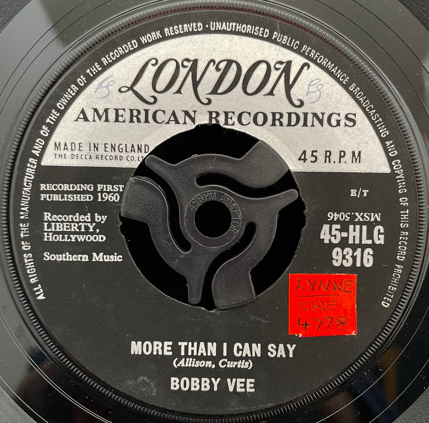 Bobby Vee – More Than I Can Say / Stayin' In – USED Vinyl 7" Single