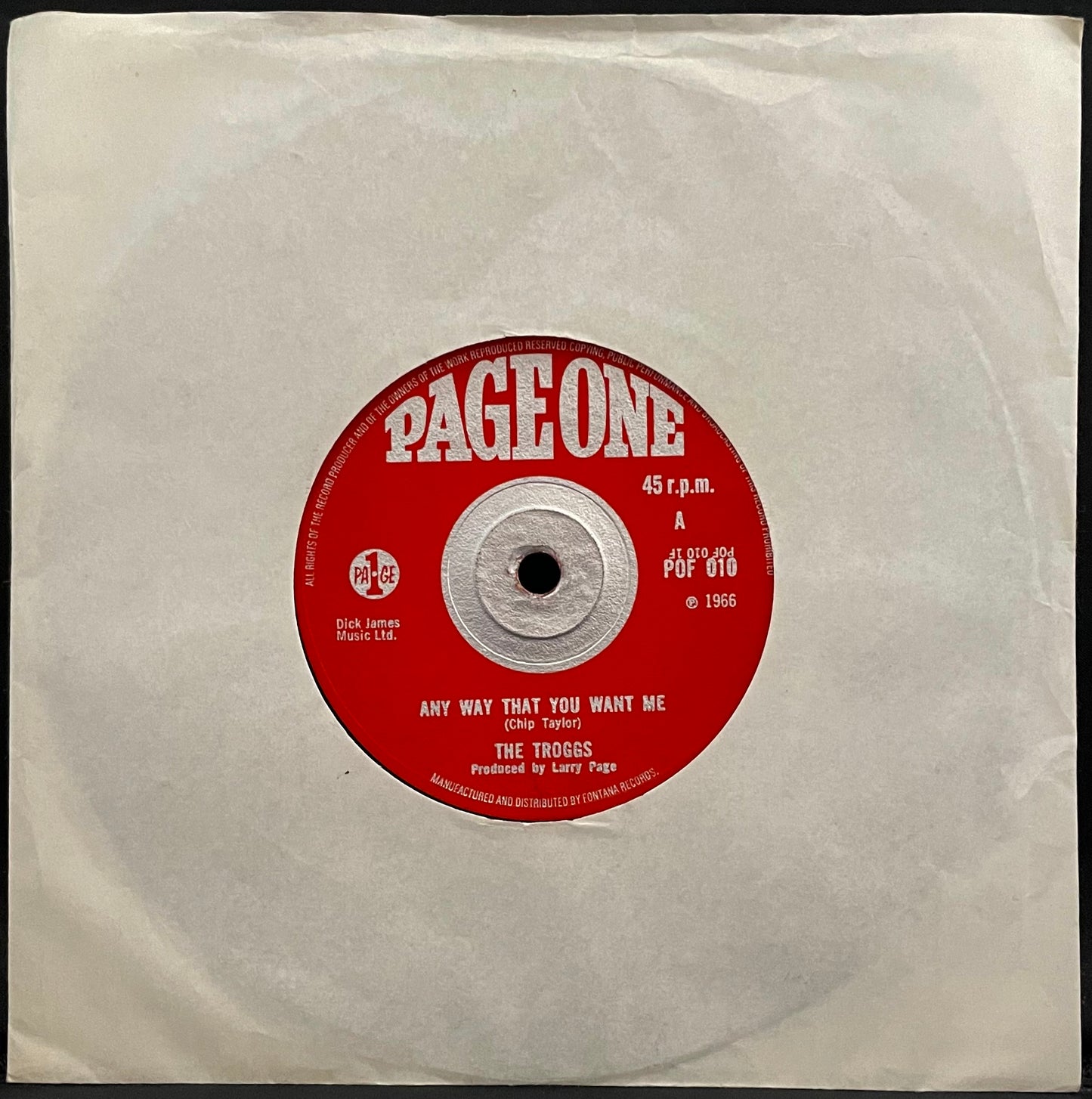 The Troggs – Any Way That You Want Me – USED Vinyl 7" Single - MONO