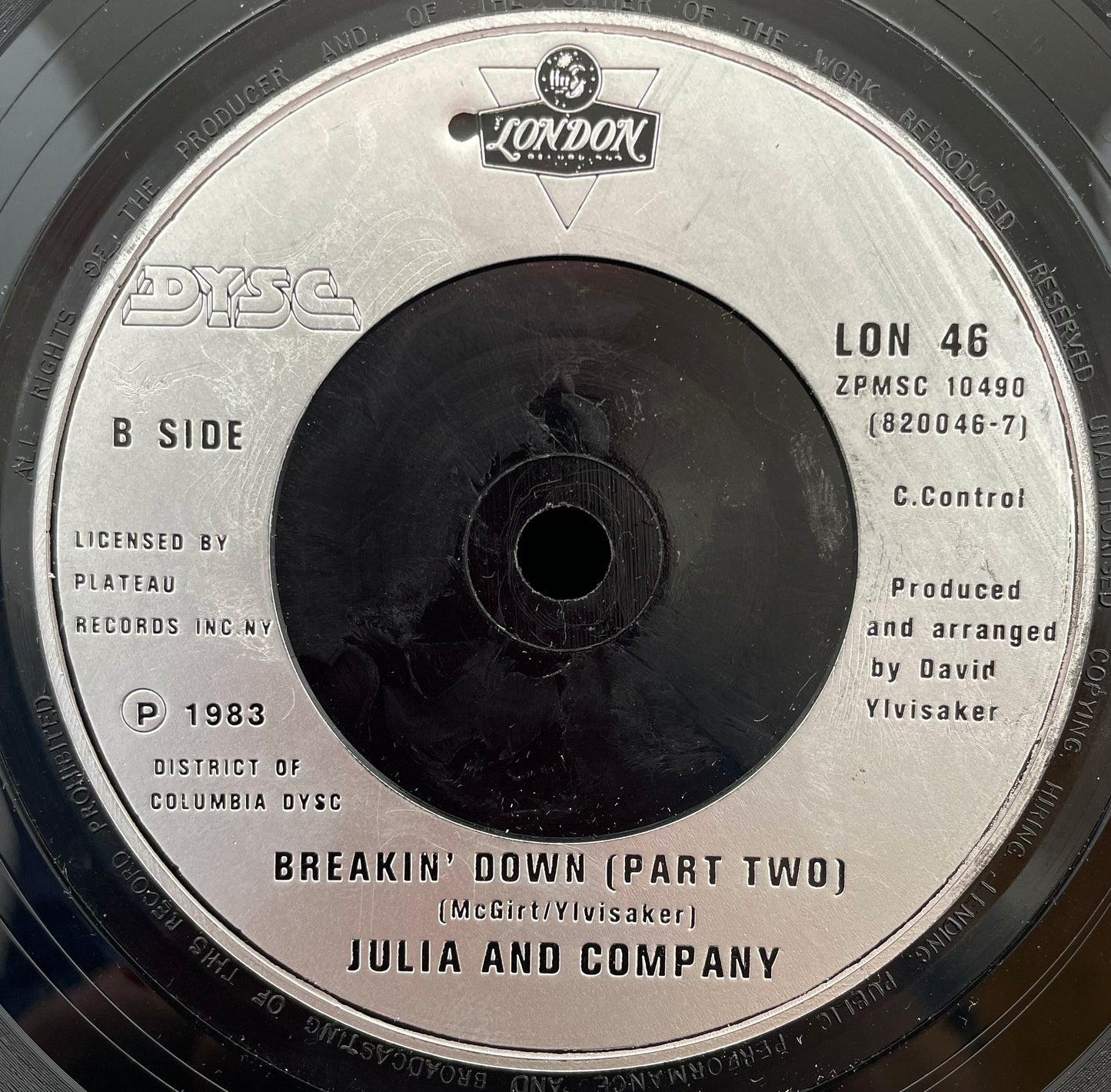 Julia And Company ‎– Breakin' Down (Sugar Samba) – USED Vinyl 7" Single