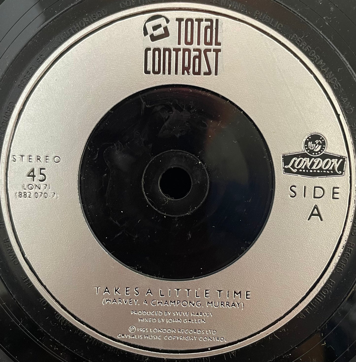 Total Contrast – Takes A Little Time - USED Vinyl 7" Single