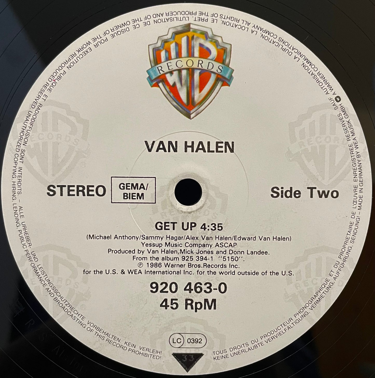 Van Halen – Why Can't This Be Love (E X T E N D E D Mix) / Get Up –USED Vinyl 12" Single