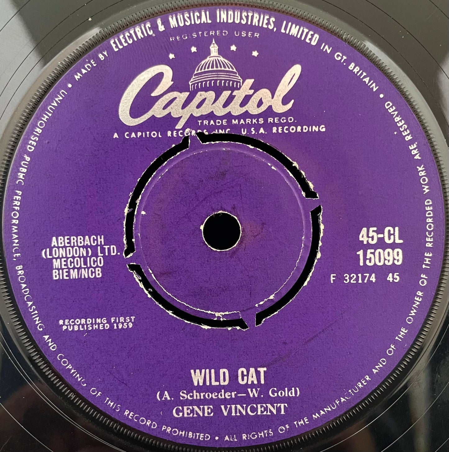 Gene Vincent – Wild Cat – USED Vinyl 7" Single