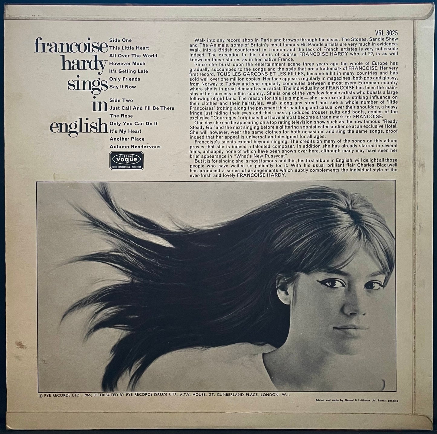 Françoise Hardy – Françoise Hardy Sings In English  –USED Vinyl LP