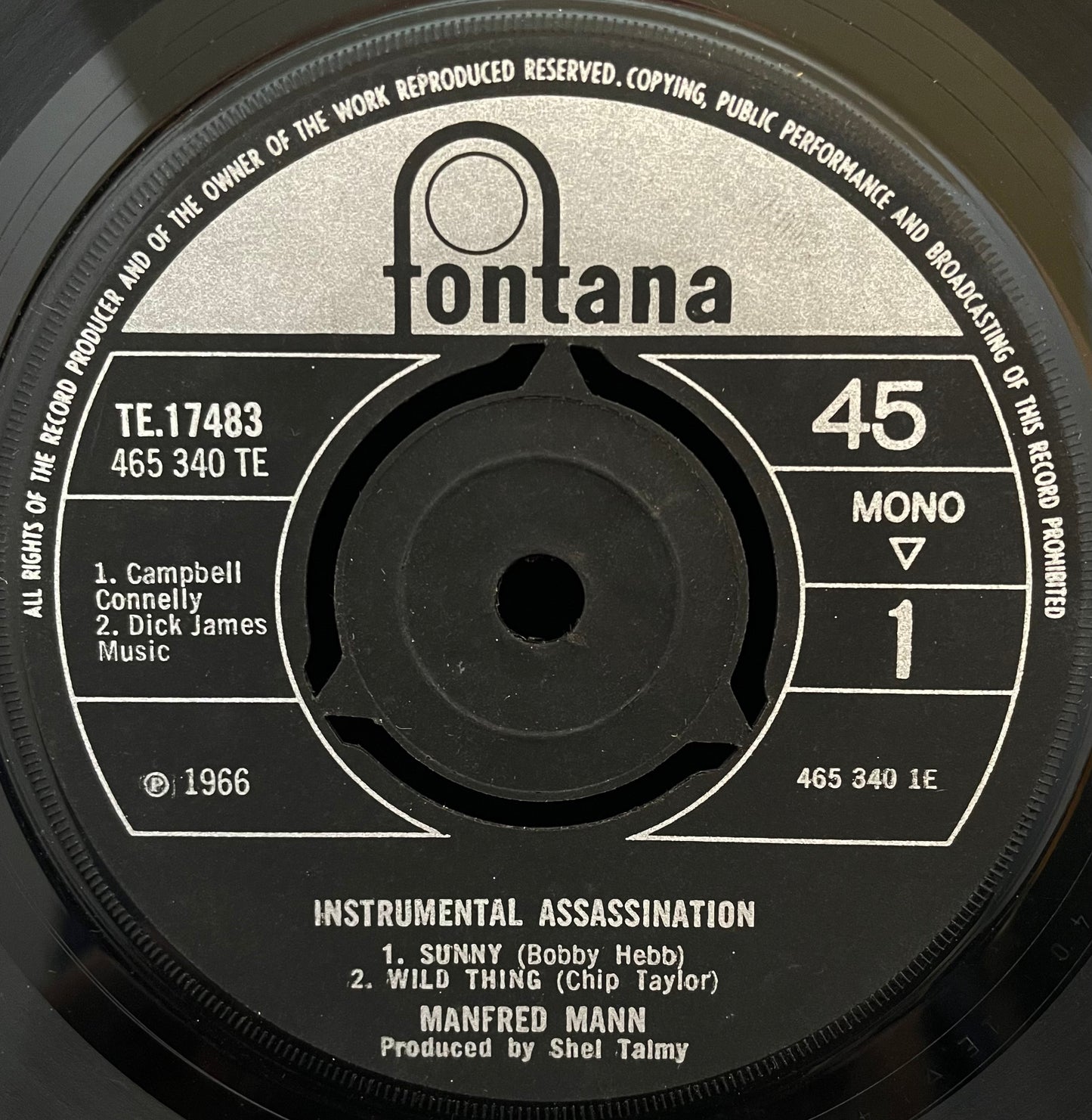 Manfred Mann – Instrumental Assassination - USED Vinyl 7" Single