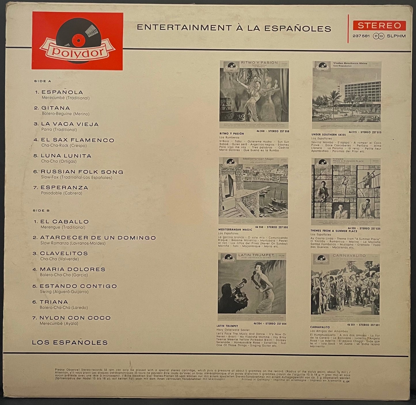 Los Españoles – Entertainment À La Españoles - USED Vinyl LP