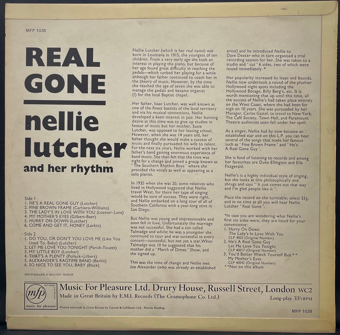 Nellie Lutcher And Her Rhythm – Real Gone! - USED Vinyl LP - MONO