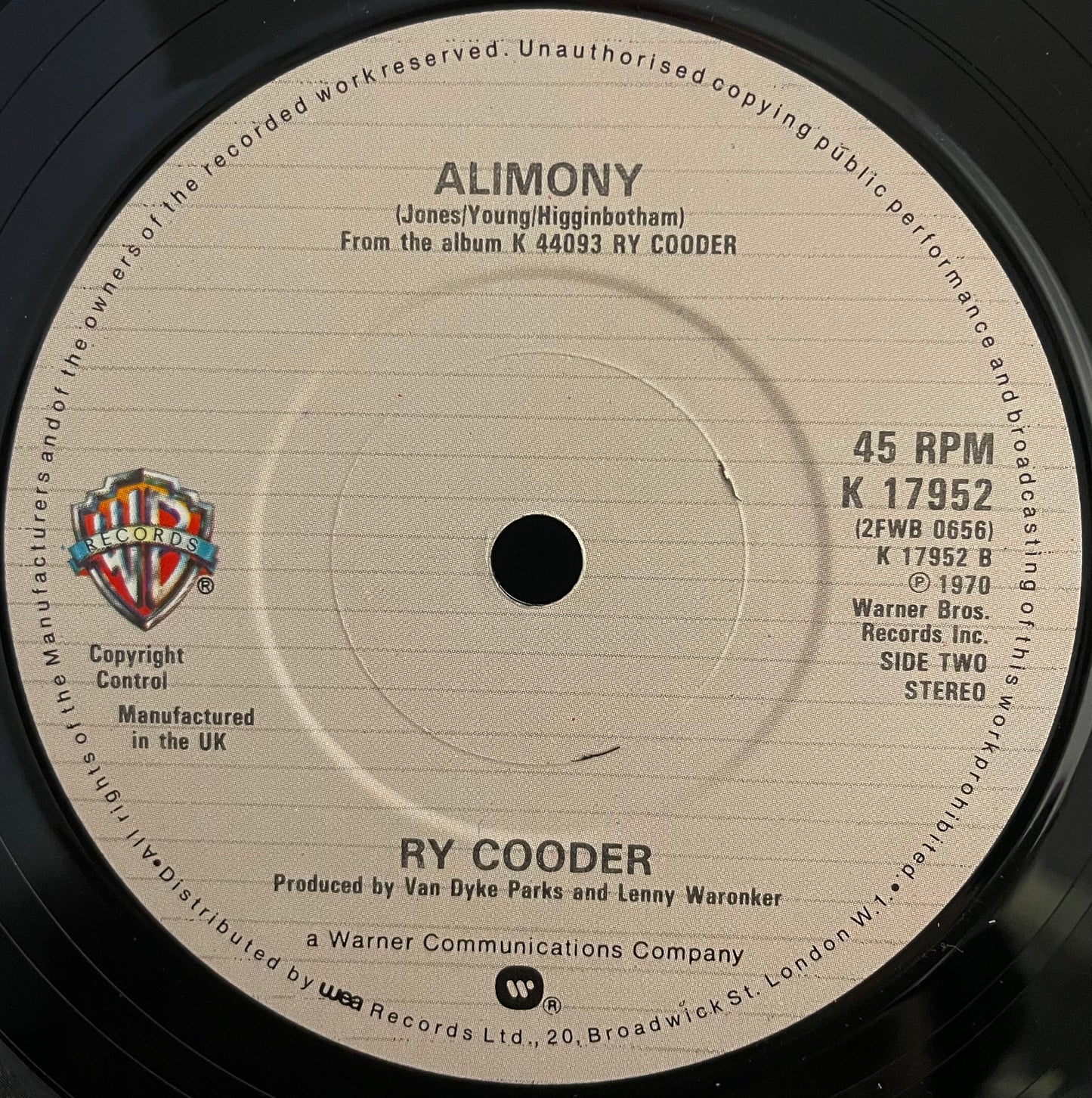 Ry Cooder – Gypsy Woman – USED Vinyl 2x7" Single Limited Edition