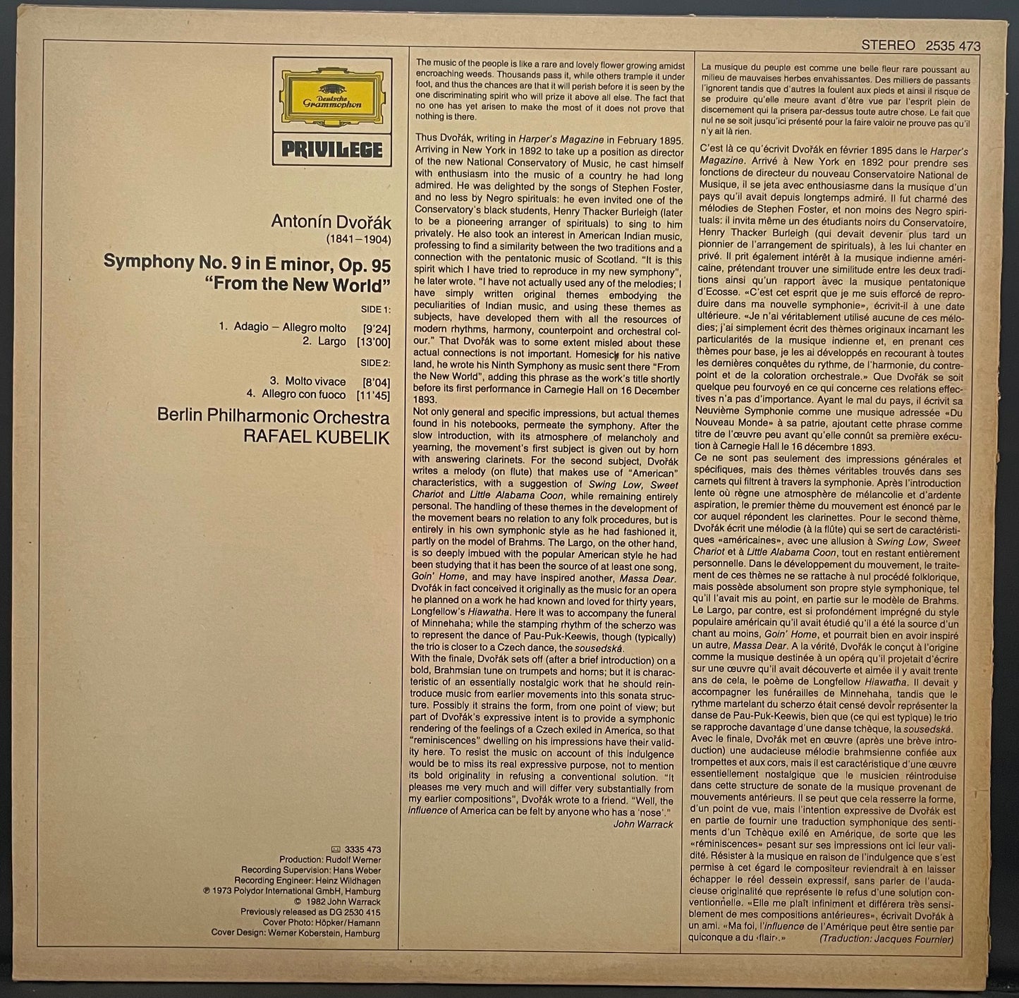 Antonín Dvořák - Kubelik – Symphony No. 9 "From The New World" - USED Vinyl LP