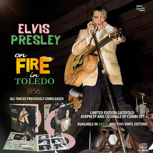 ELVIS PRESLEY - ON FIRE IN TOLEDO - 1956 - Vinyl 7" EP PINK + CD