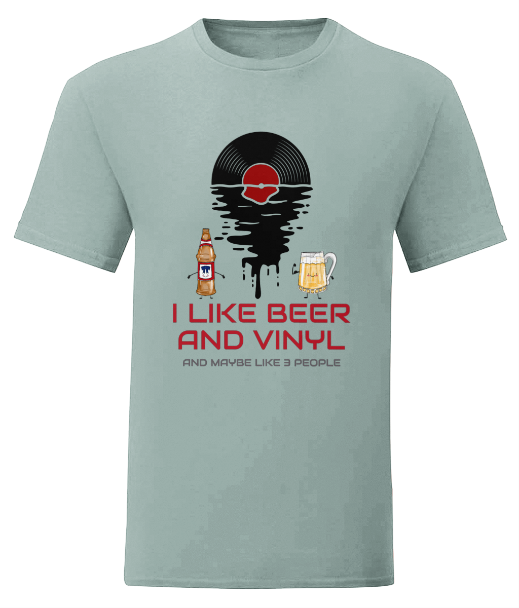 I Like Beer & Vinyl - Fruit of the Loom T-Shirt