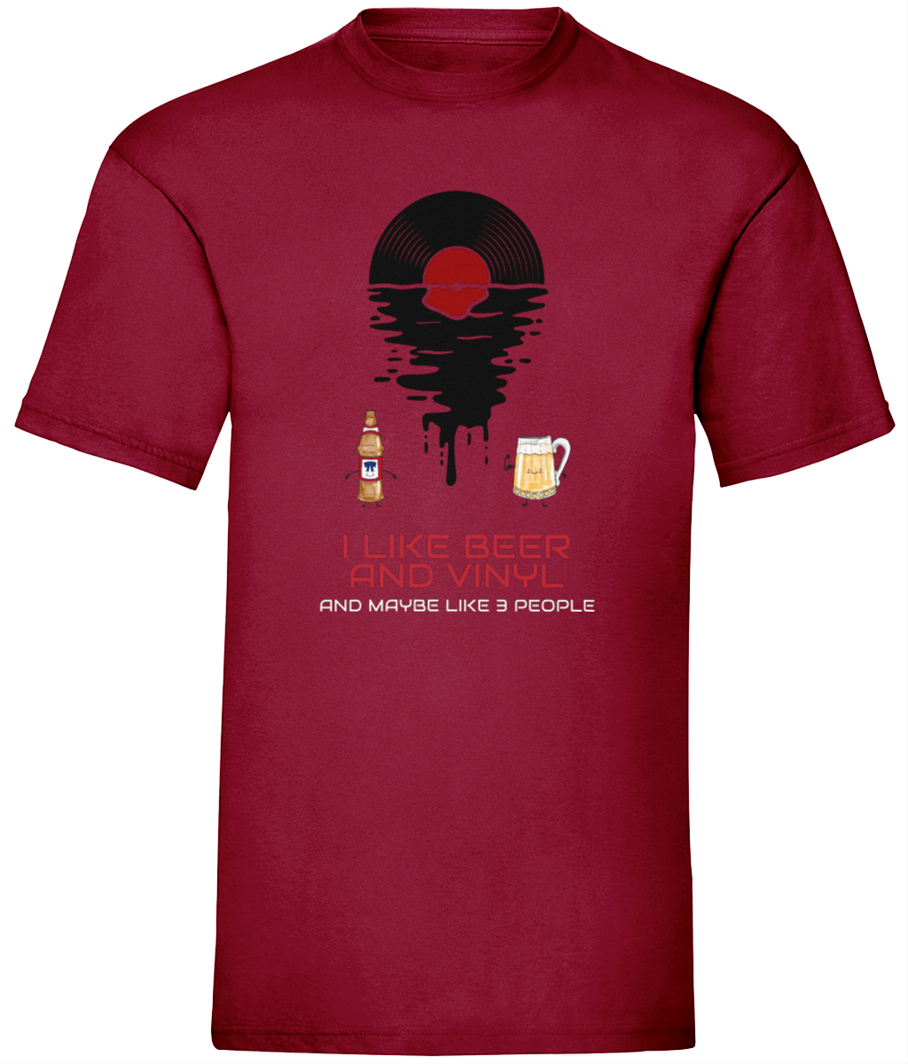 I Like Beer & Vinyl - Fruit of the Loom T-Shirt