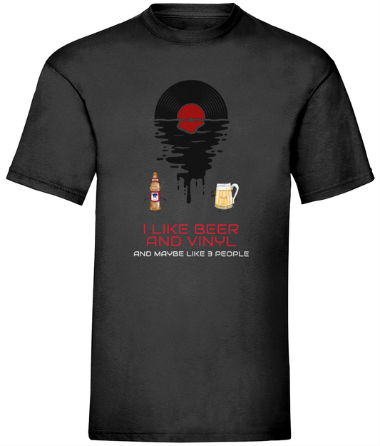 I Like Beer & Vinyl - Fruit of the Loom T-Shirt