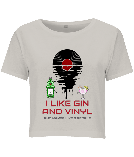 I Like Gin & Vinyl - Ladies Cropped T-Shirt