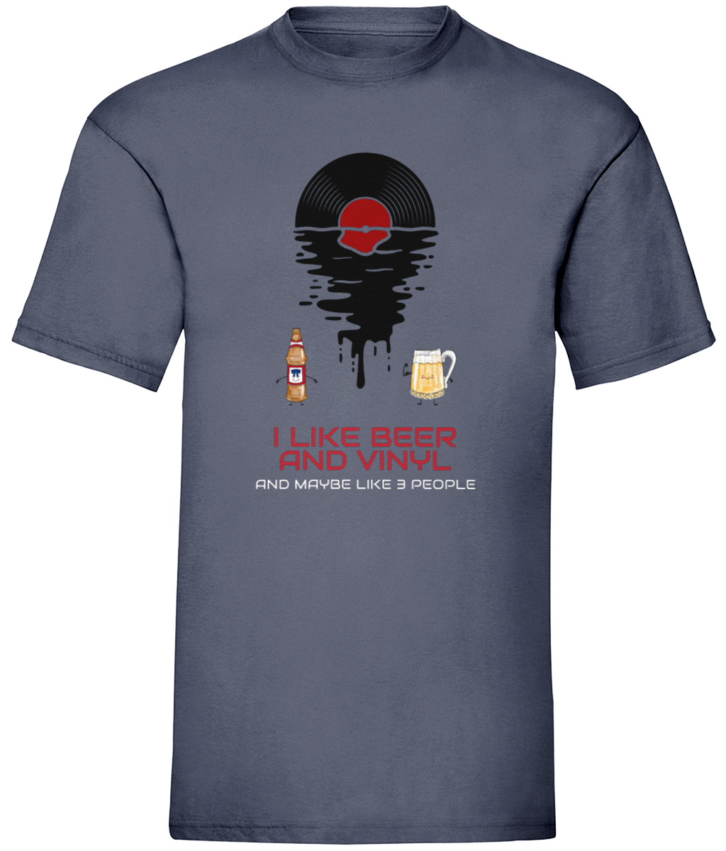 I Like Beer & Vinyl - Fruit of the Loom T-Shirt